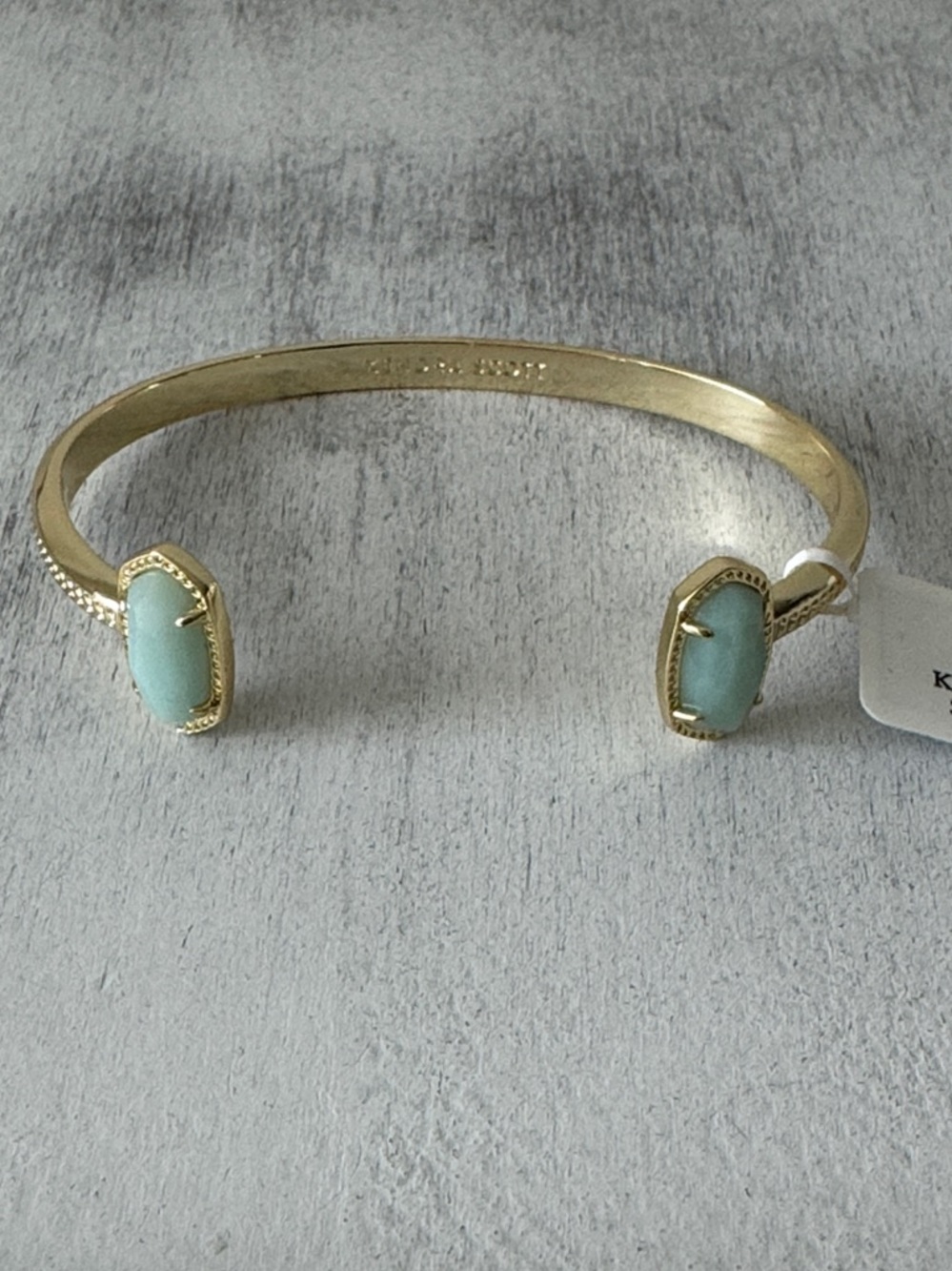 Kendra Scott Gold Dark Teal Amazonite Elton Cuff Bracelet